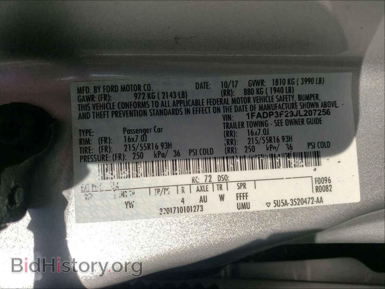 2018 FORD FOCUS - VIN: 1FADP3F29JL207256 - Фото 10