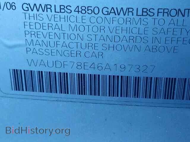 2006 AUDI A4 - VIN: WAUDF78E46A197327 - Фото 10