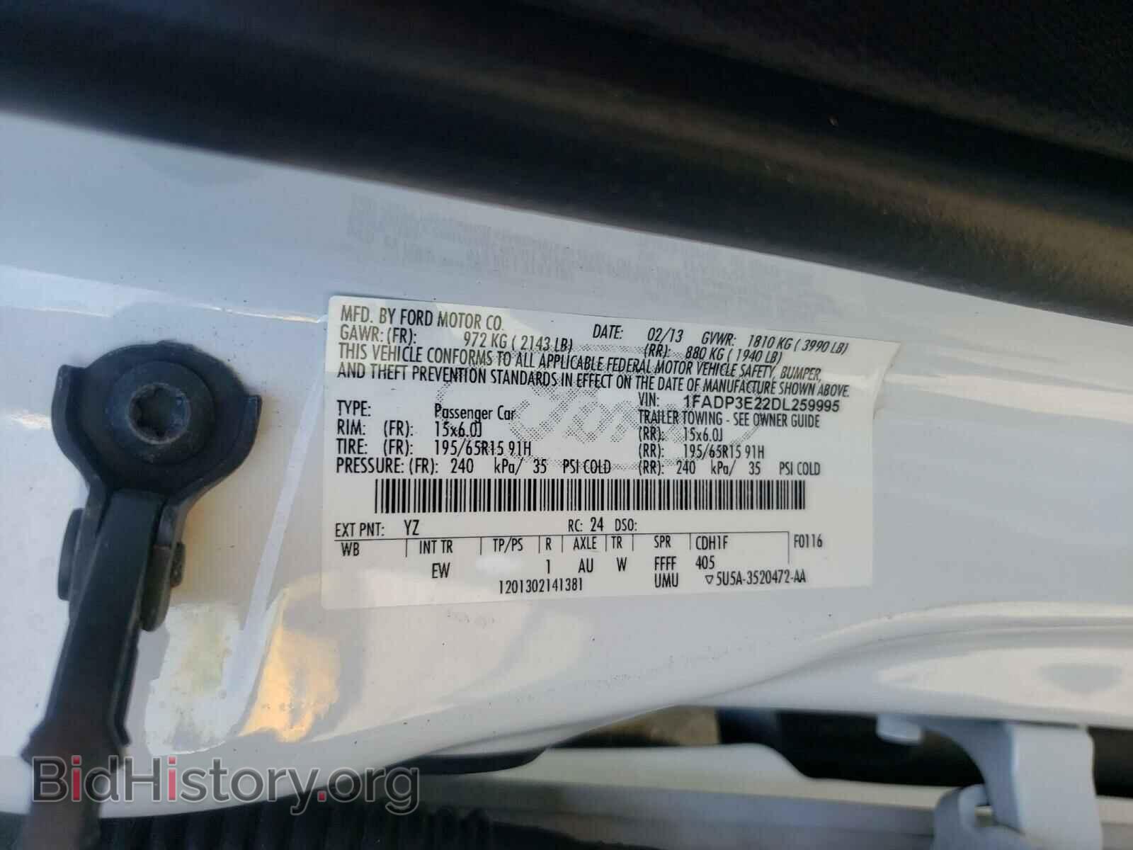 2013 FORD FOCUS - VIN: 1FADP3E22DL259995 - Фото 10