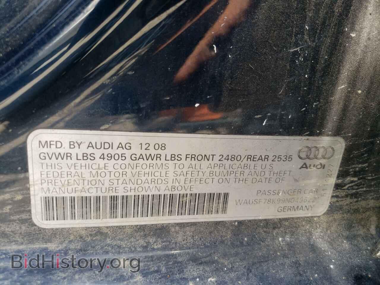 2009 AUDI A4 - VIN: WAUSF78K99N049622 - Фото 13