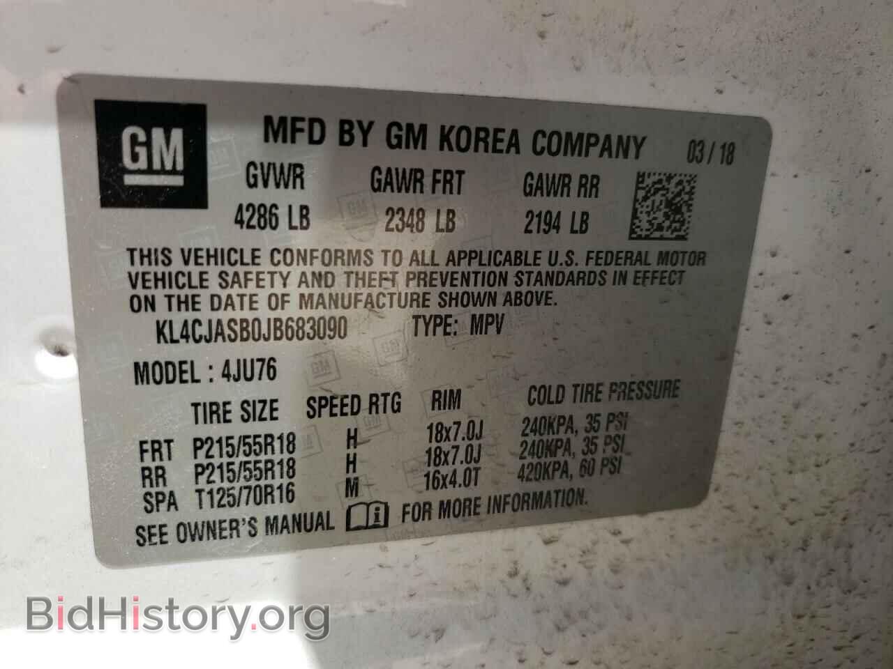 2018 BUICK ENCORE - VIN: KL4CJASB0JB683090 - Фото 10