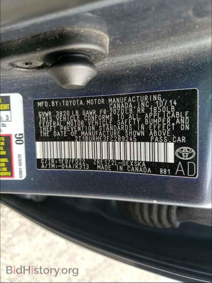 2015 TOYOTA COROLLA - VIN: 2T1BURHE3FC289245 - Фото 10