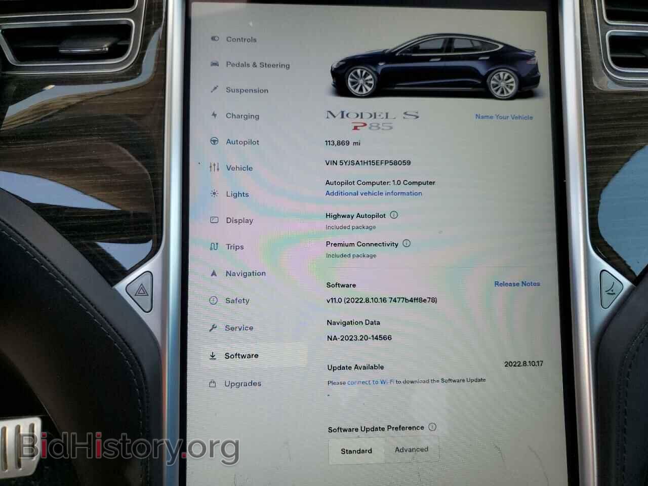 2014 TESLA MODEL S - VIN: 5YJSA1H15EFP58059 - Фото 9