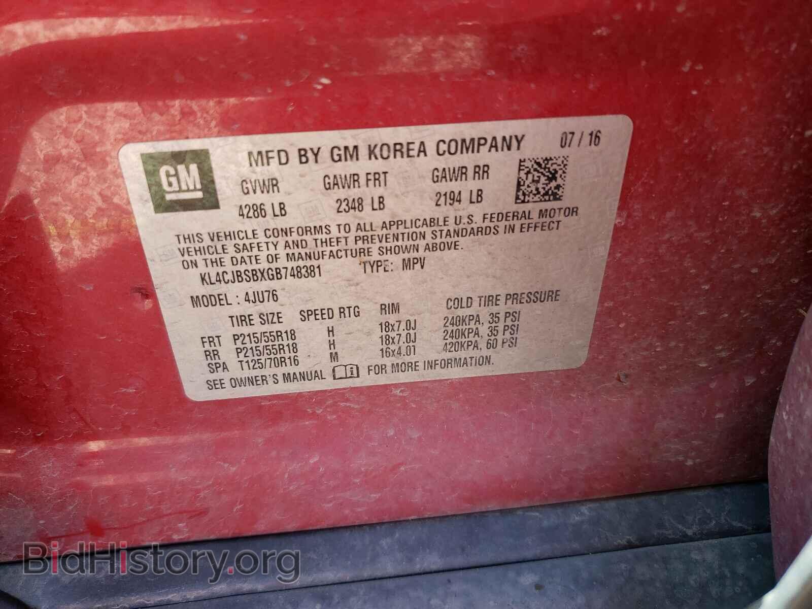 2016 BUICK ENCORE - VIN: KL4CJBSBXGB748381 - Photo 10