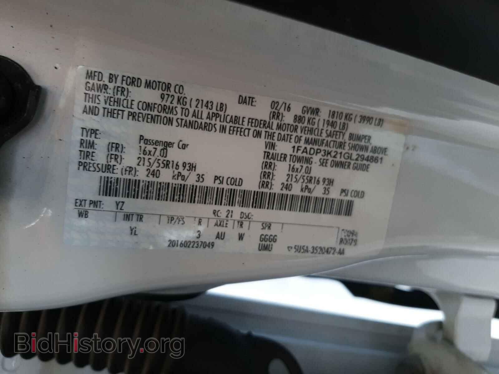2016 FORD FOCUS - VIN: 1FADP3K21GL294861 - Photo 10