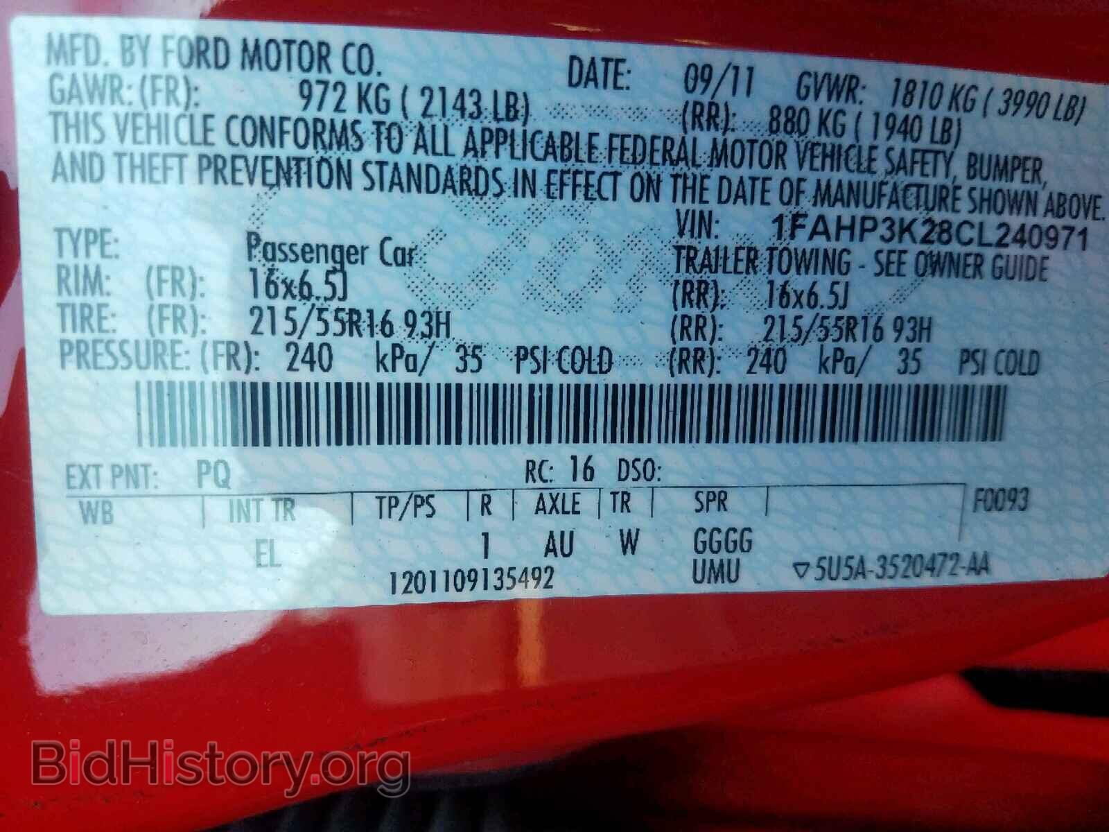 2012 FORD FOCUS SE - VIN: 1FAHP3K28CL240971 - Фото 10