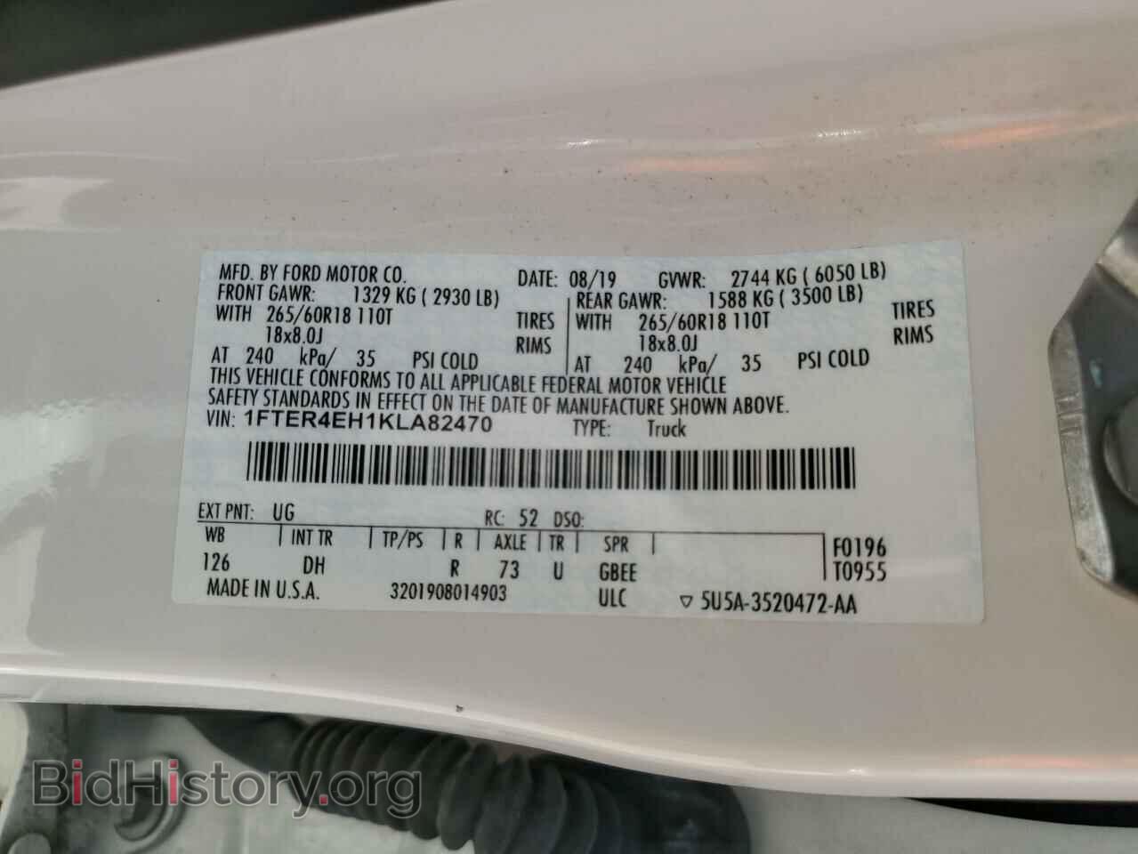 2019 FORD RANGER - VIN: 1FTER4EH1KLA82470 - Фото 12