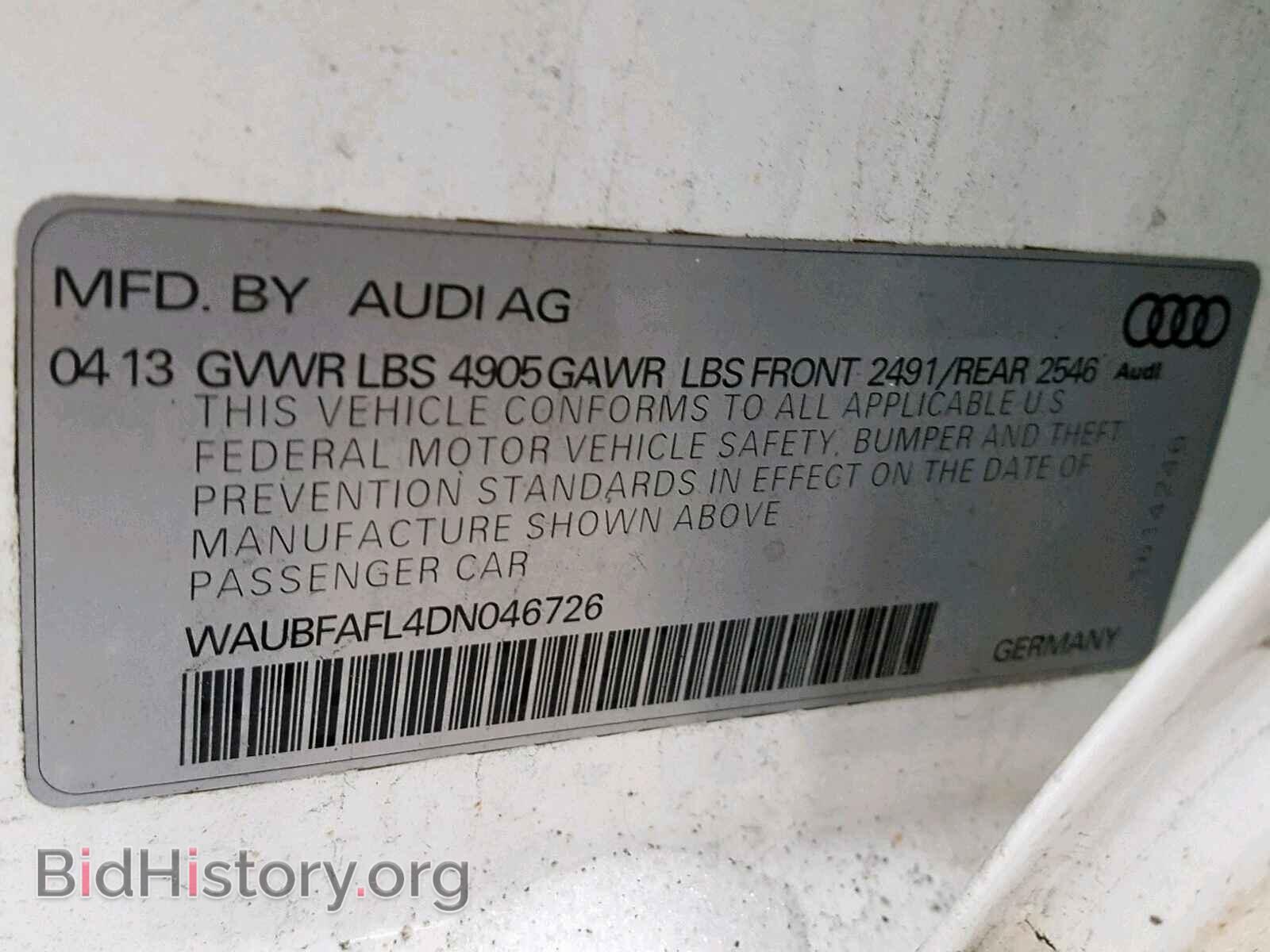 2013 AUDI A4 - VIN: WAUBFAFL4DN046726 - Фото 10