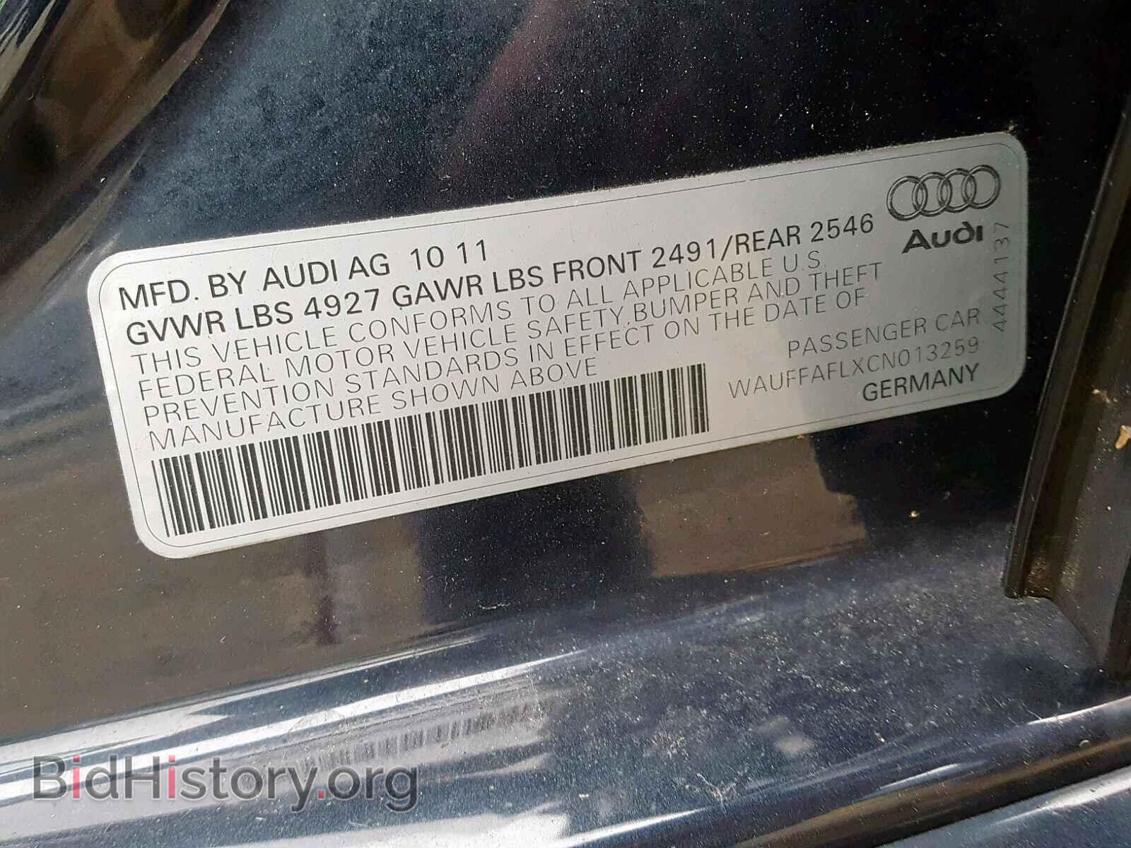 2012 AUDI A4 - VIN: WAUFFAFLXCN013259 - Фото 10
