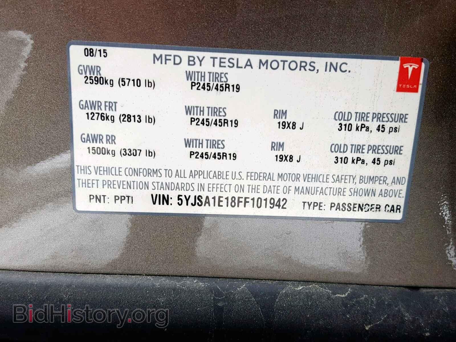 2015 TESLA MODEL S - VIN: 5YJSA1E18FF101942 - Photo 10