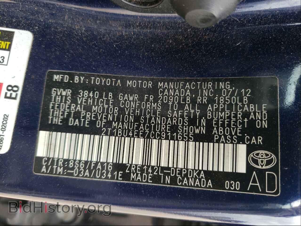 2012 TOYOTA COROLLA - VIN: 2T1BU4EE7CC911655 - Фото 10