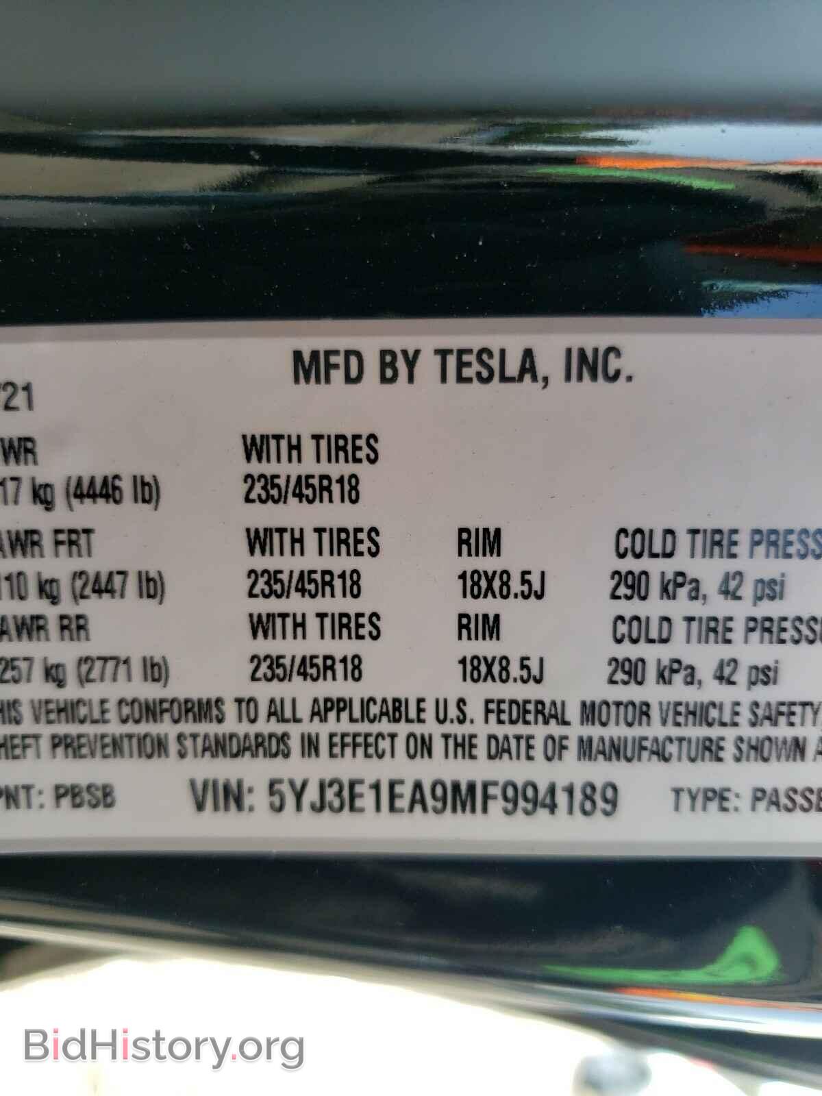 2021 TESLA MODEL 3 - VIN: 5YJ3E1EA9MF994189 - Photo 10