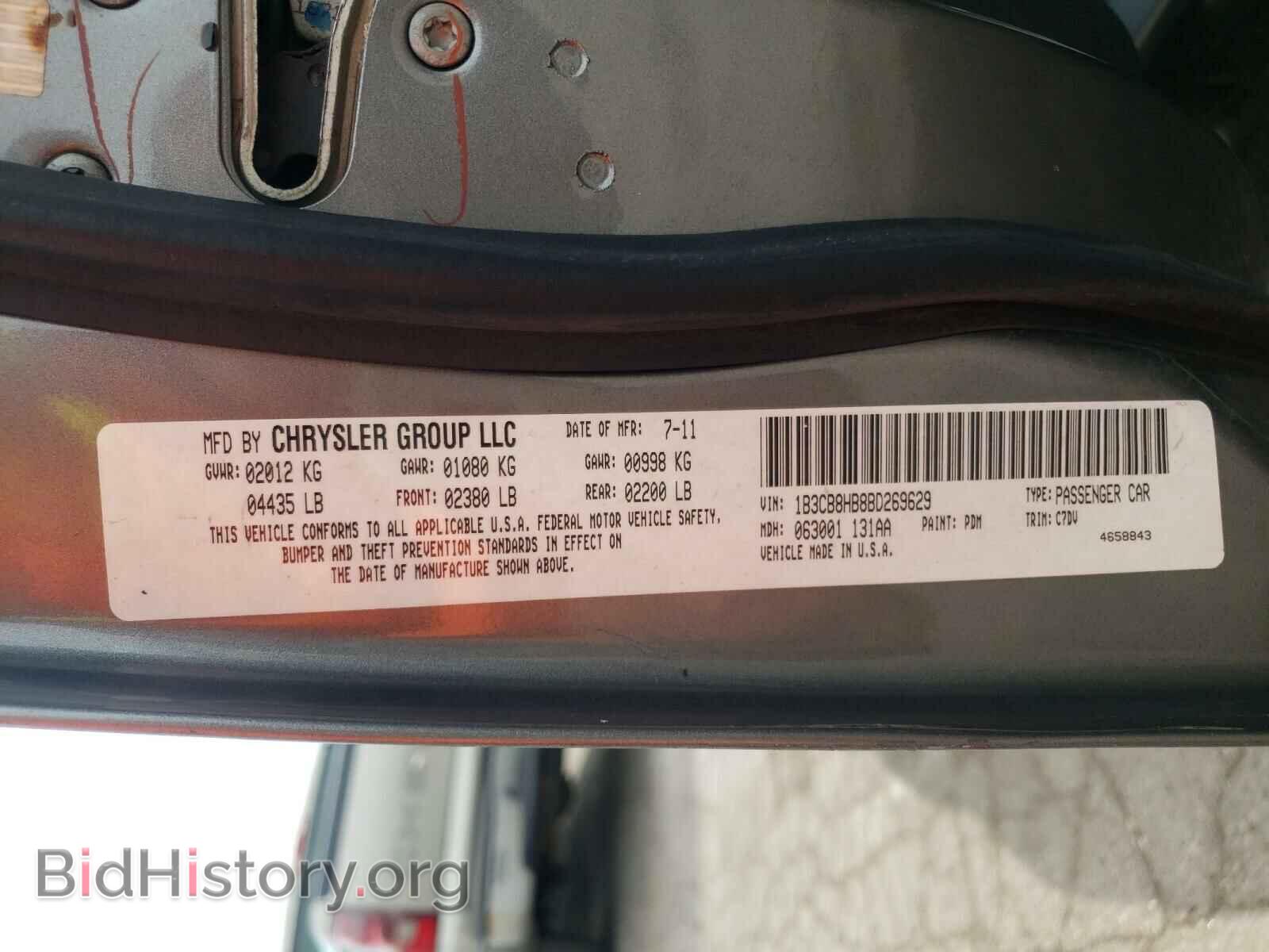 2011 DODGE CALIBER - VIN: 1B3CB8HB8BD269629 - Фото 10