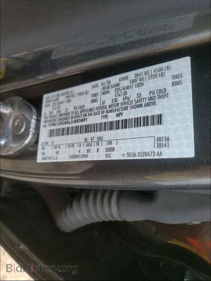 2020 FORD ESCAPE - VIN: 1FMCU9G66LUA83491 - Фото 10