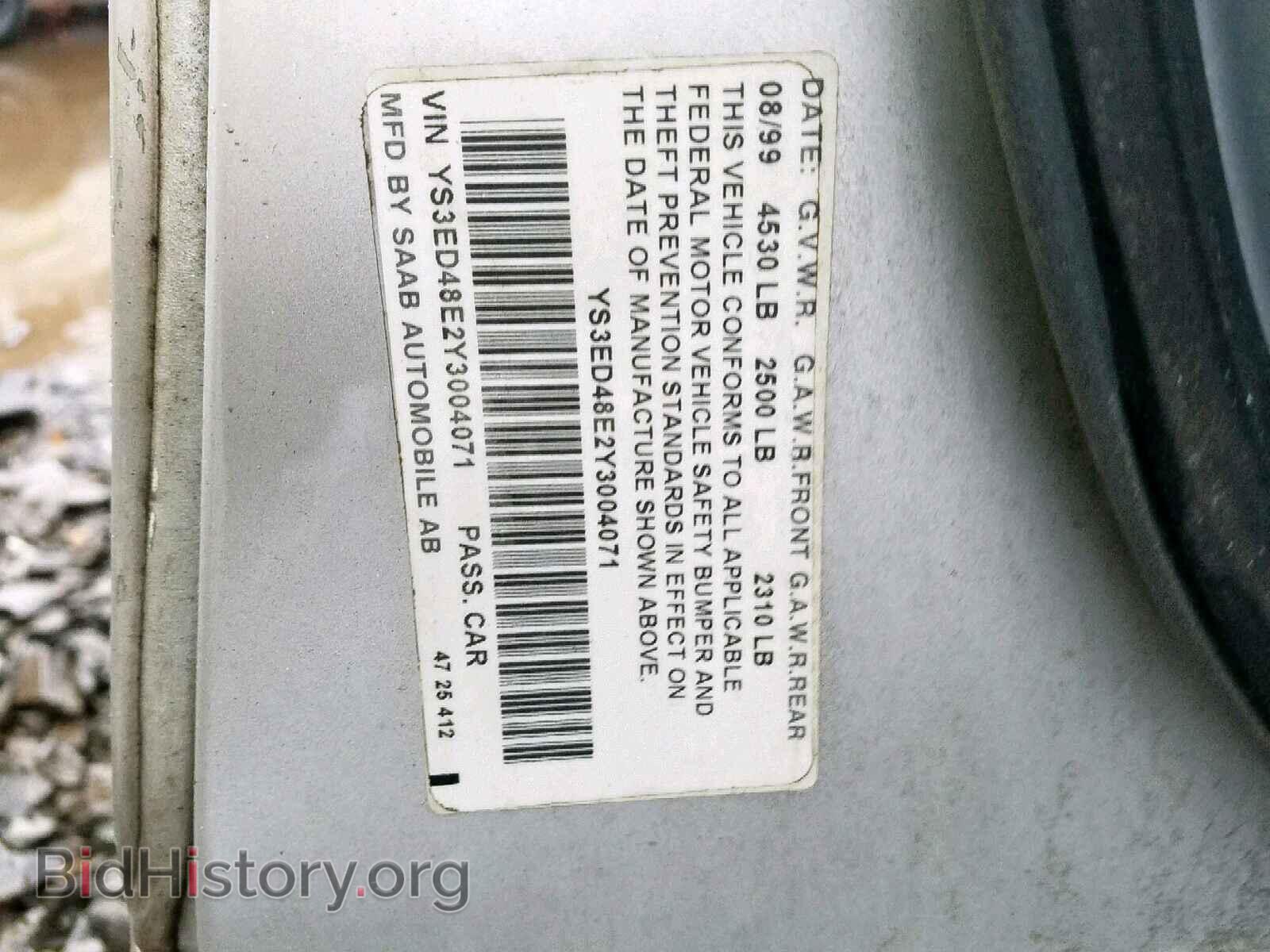2000 SAAB 900 - VIN: YS3ED48E2Y3004071 - Photo 10