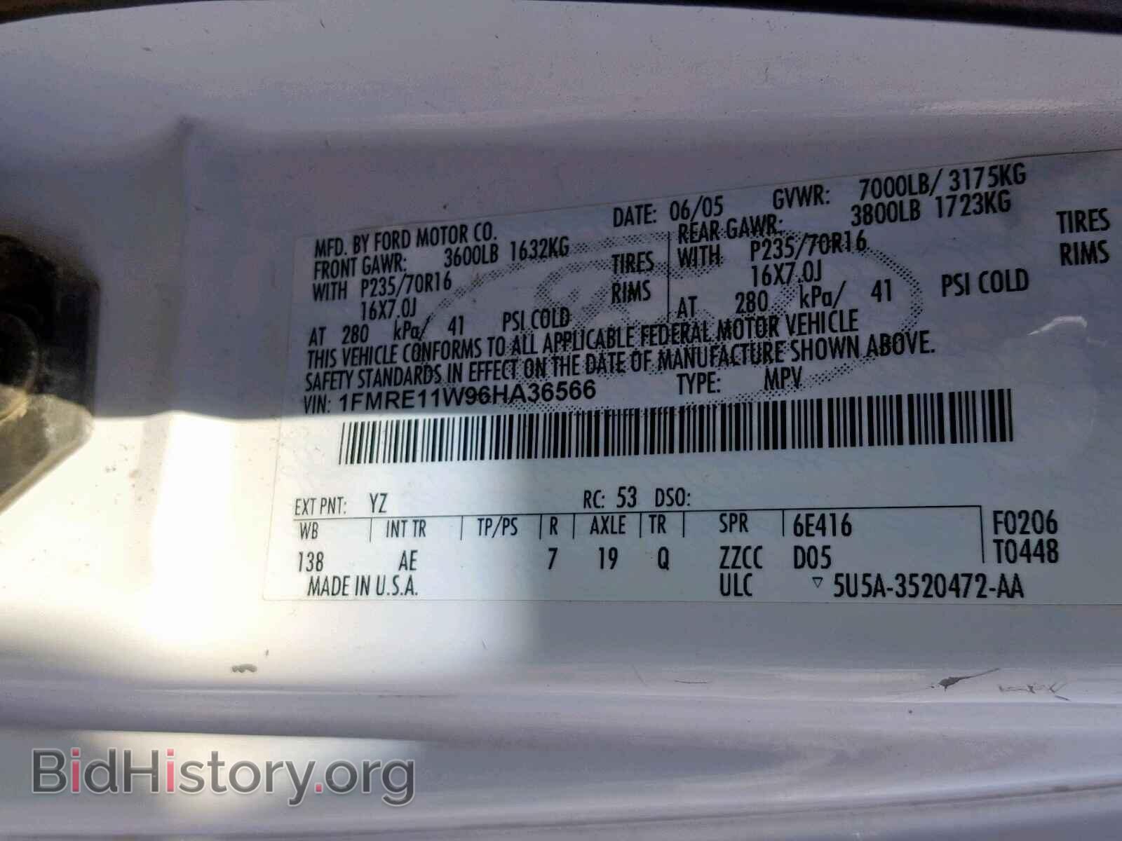 2006 FORD ECONOLINE - VIN: 1FMRE11W96HA36566 - Фото 10