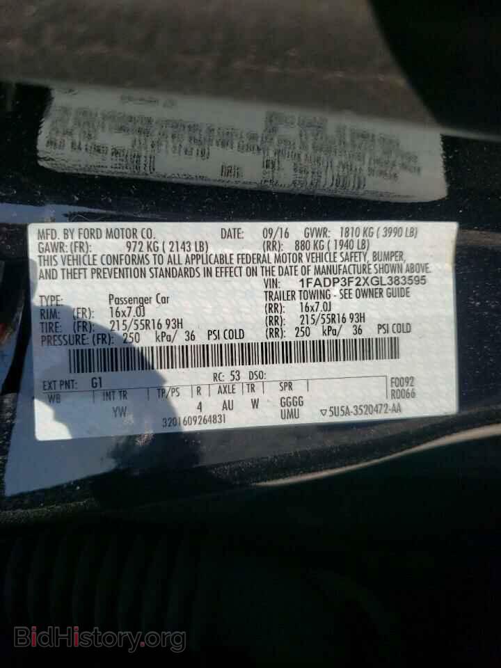 2016 FORD FOCUS - VIN: 1FADP3F2XGL383595 - Фото 10