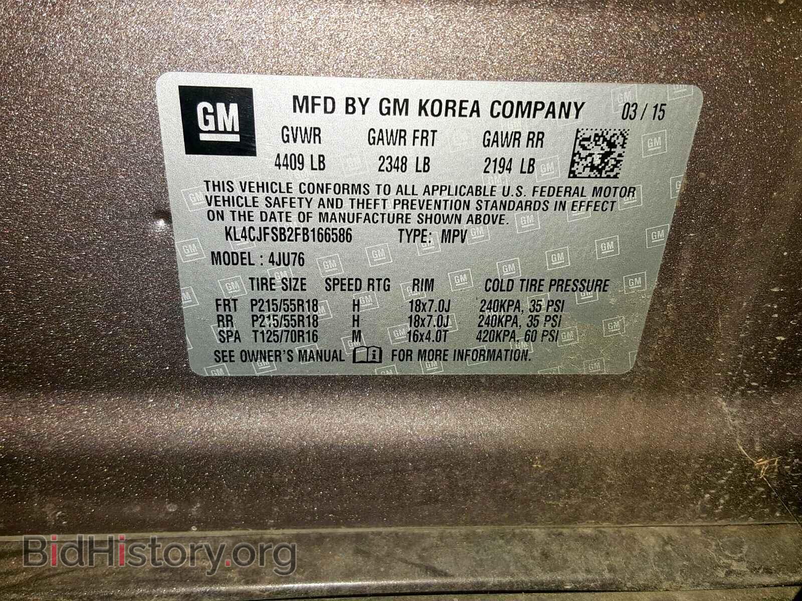 2015 BUICK ENCORE CON - VIN: KL4CJFSB2FB166586 - Photo 10
