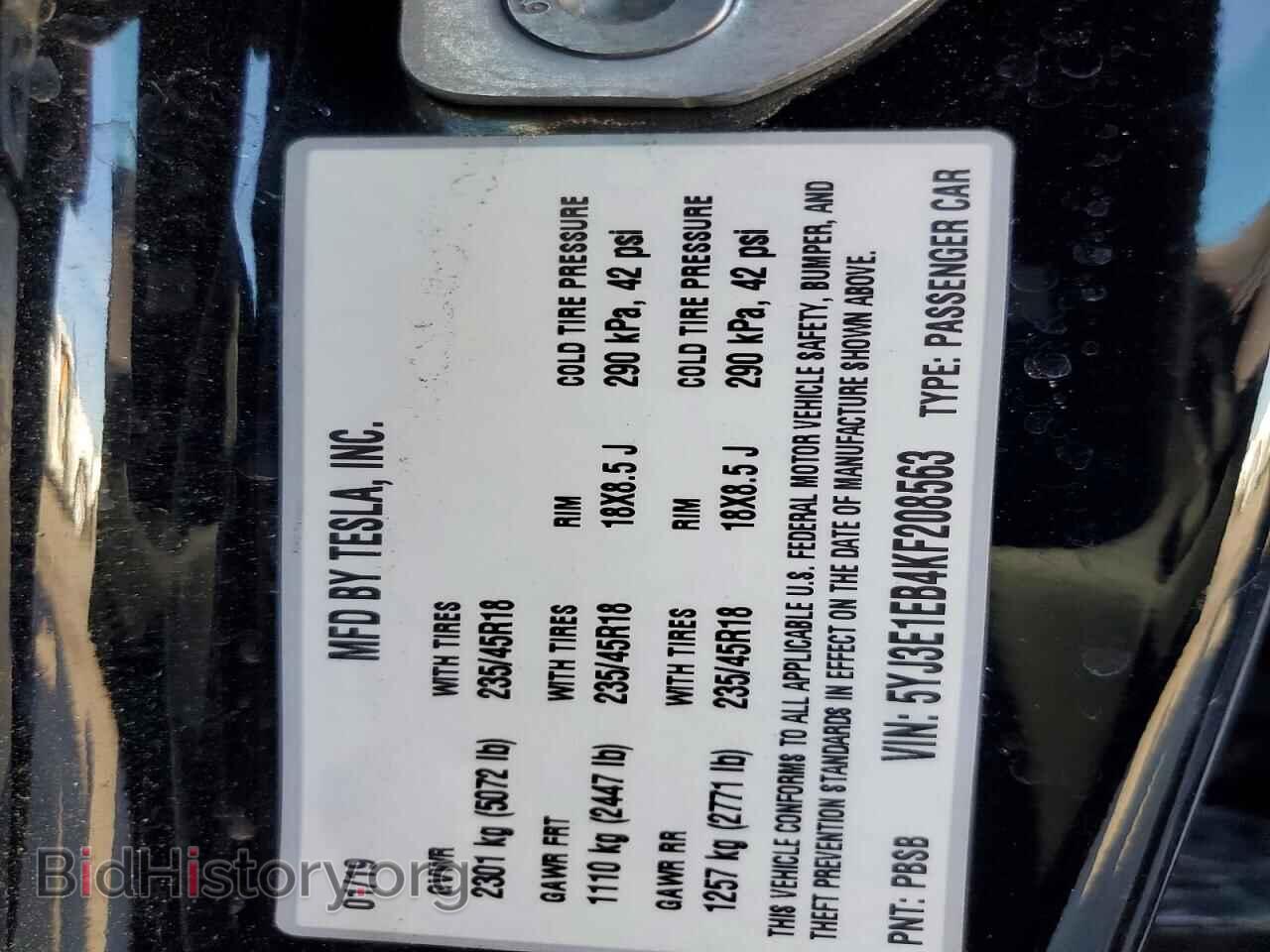 2019 TESLA MODEL 3 - VIN: 5YJ3E1EB4KF208563 - Фото 12