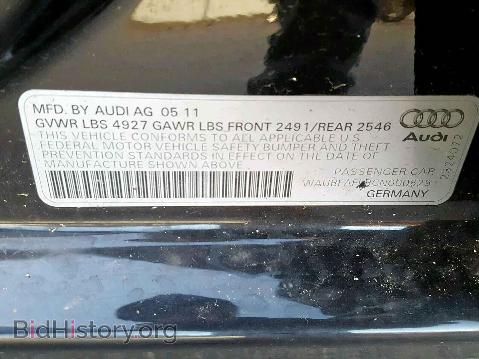 2012 AUDI A4 - VIN: WAUBFAFL9CN000629 - Фото 10