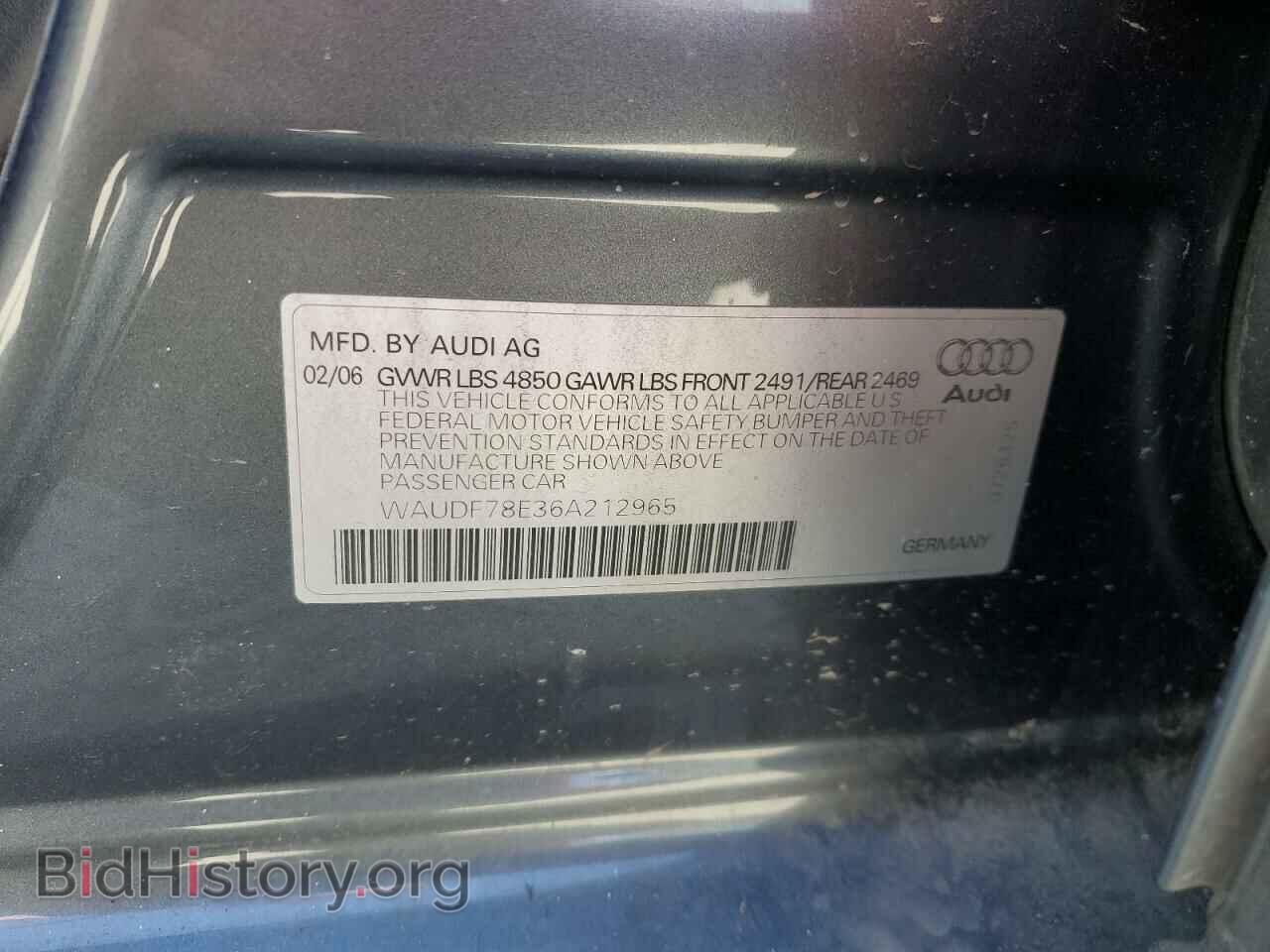 2006 AUDI A4 - VIN: WAUDF78E36A212965 - Фото 12
