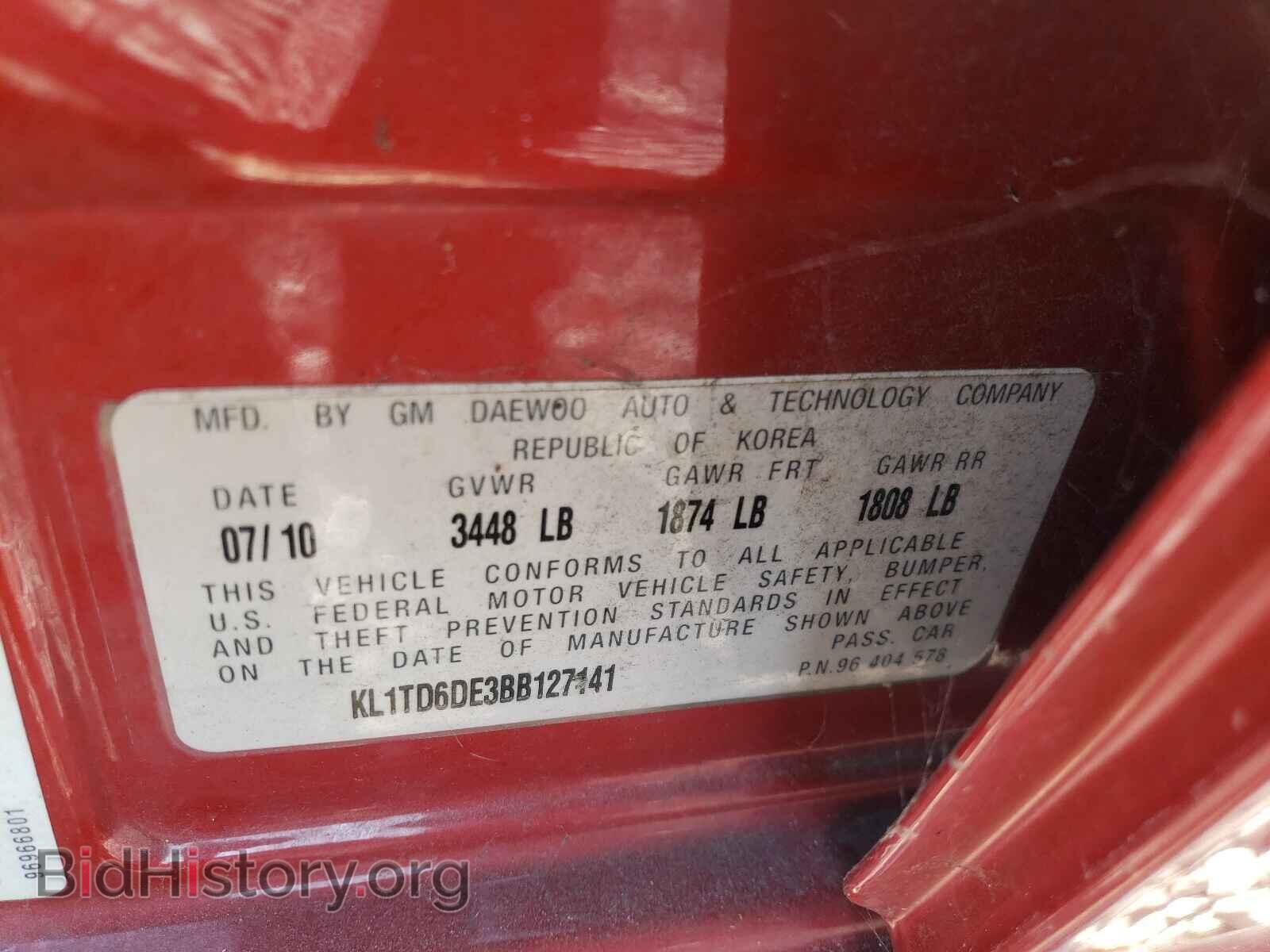 2011 CHEVROLET AVEO - VIN: KL1TD6DE3BB127141 - Фото 10