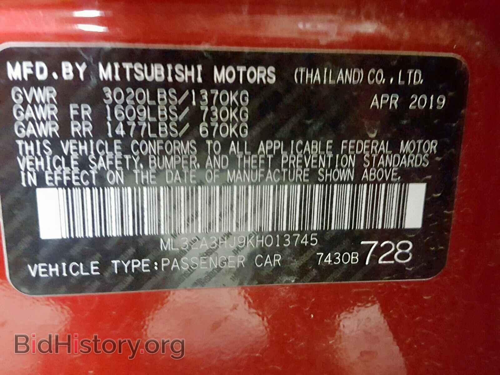 2019 MITSUBISHI MIRAGE - VIN: ML32A3HJ9KH013745 - Фото 10