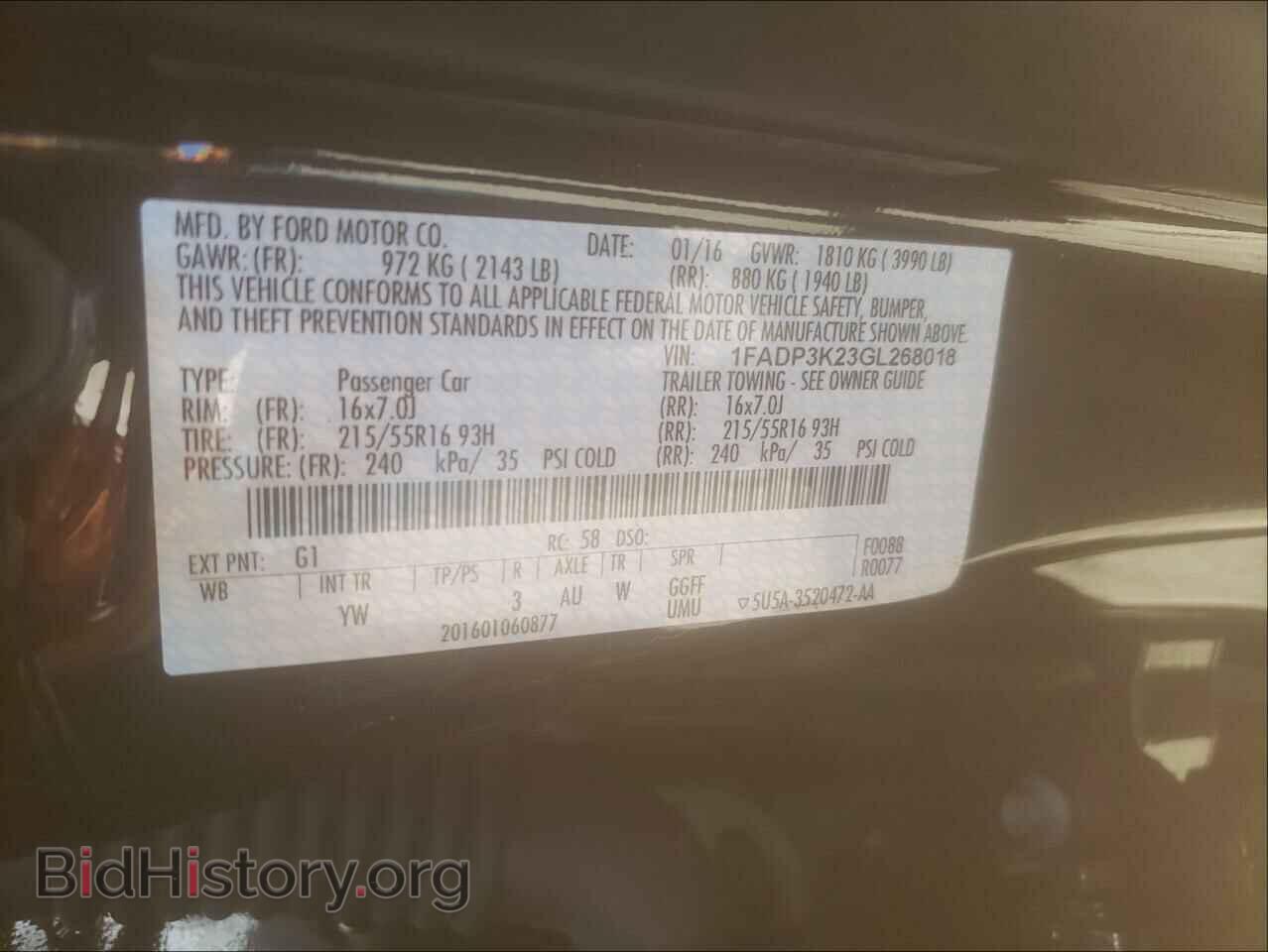 2016 FORD FOCUS - VIN: 1FADP3K23GL268018 - Фото 10