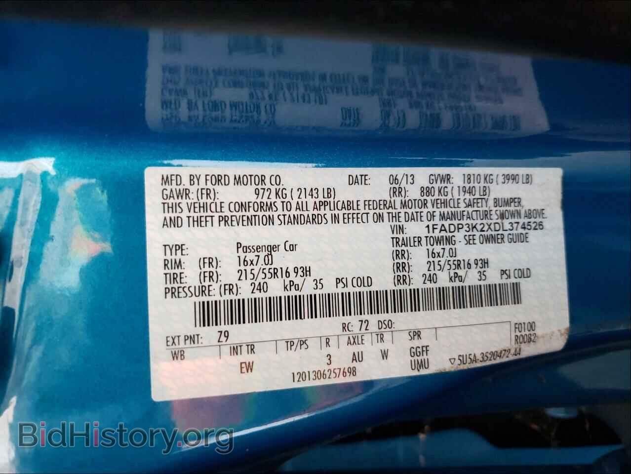 2013 FORD FOCUS - VIN: 1FADP3K2XDL374526 - Фото 10