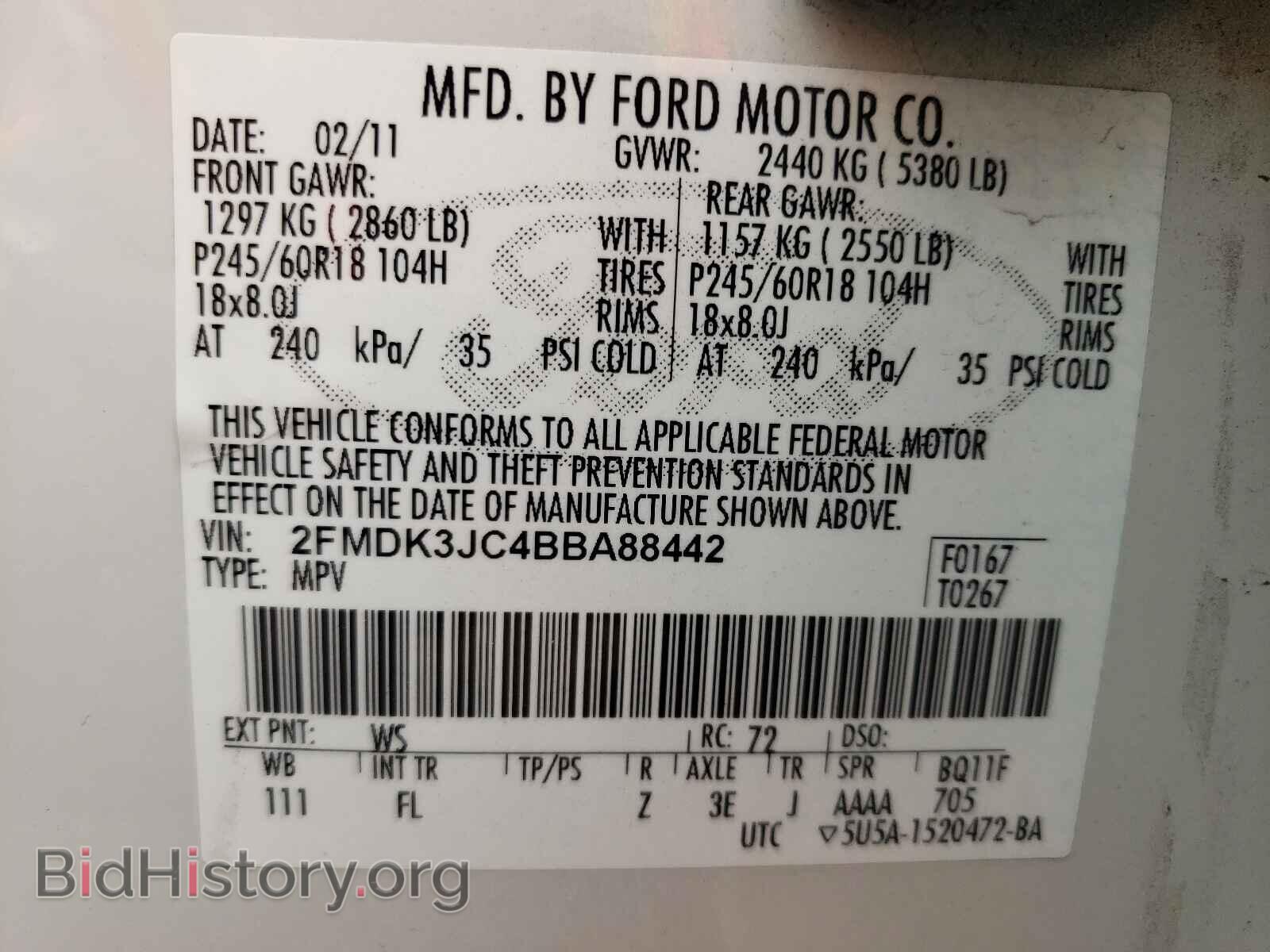 2011 FORD EDGE - VIN: 2FMDK3JC4BBA88442 - Photo 10