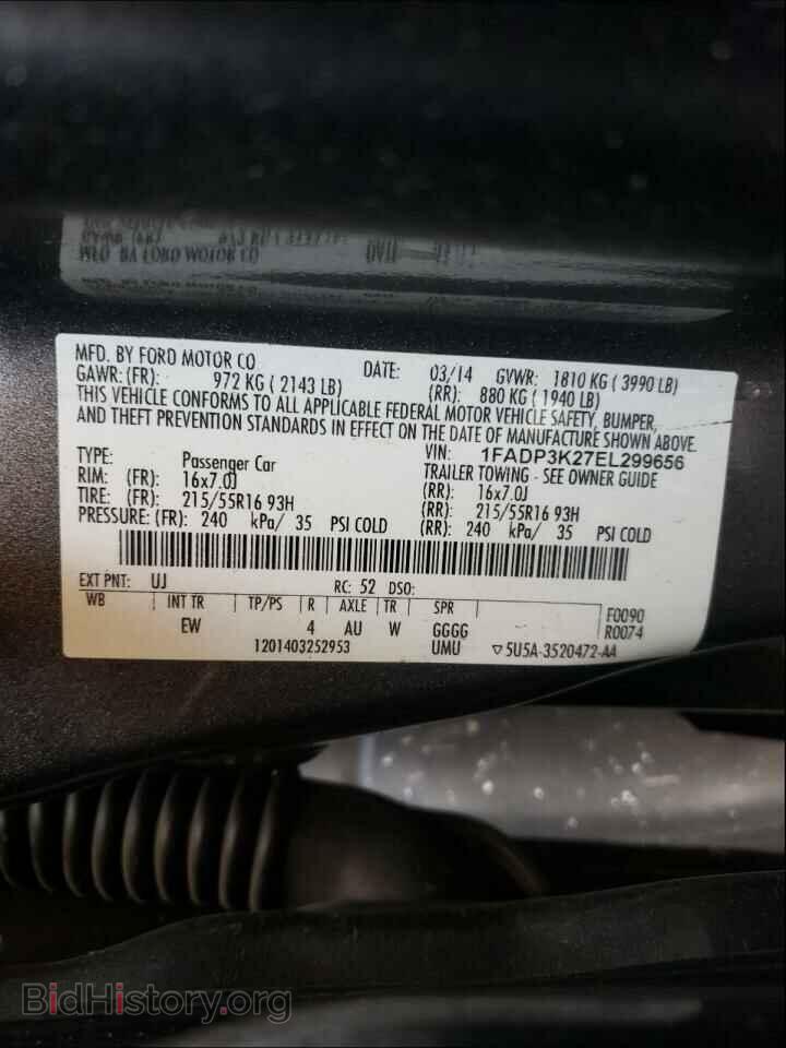 2014 FORD FOCUS - VIN: 1FADP3K27EL299656 - Фото 10