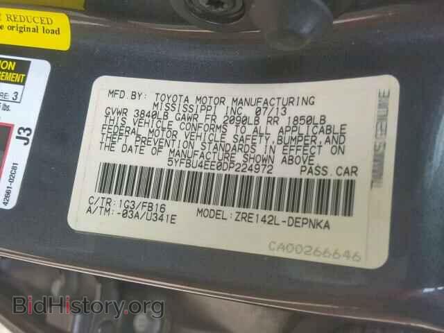 2013 TOYOTA COROLLA BA - VIN: 5YFBU4EE0DP224972 - Фото 10