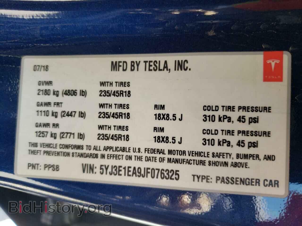 2018 TESLA MODEL 3 - VIN: 5YJ3E1EA9JF076325 - Photo 10