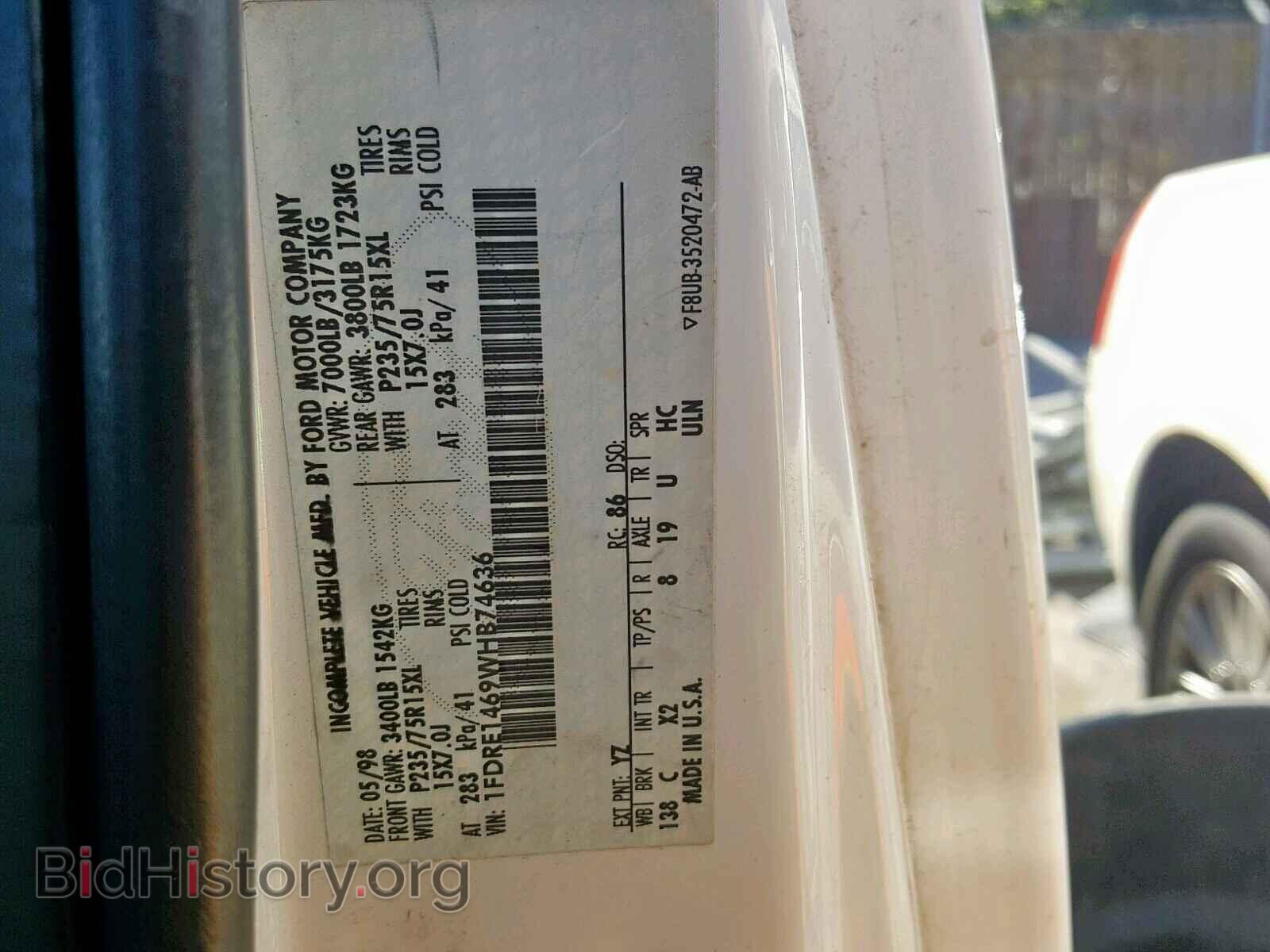 1998 FORD ECONOLINE - VIN: 1FDRE1469WHB74636 - Фото 10