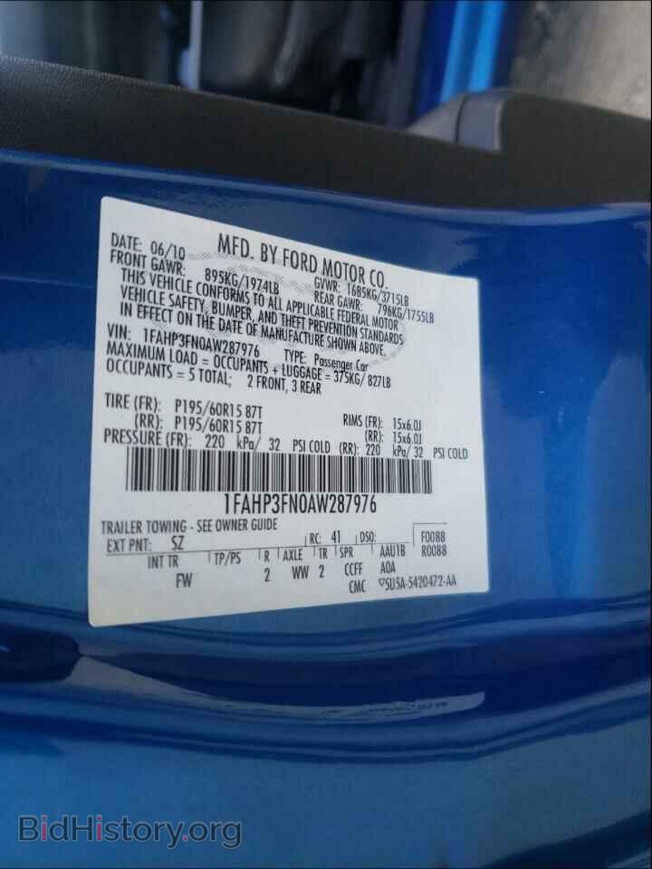 2010 FORD FOCUS - VIN: 1FAHP3FN0AW287976 - Фото 10