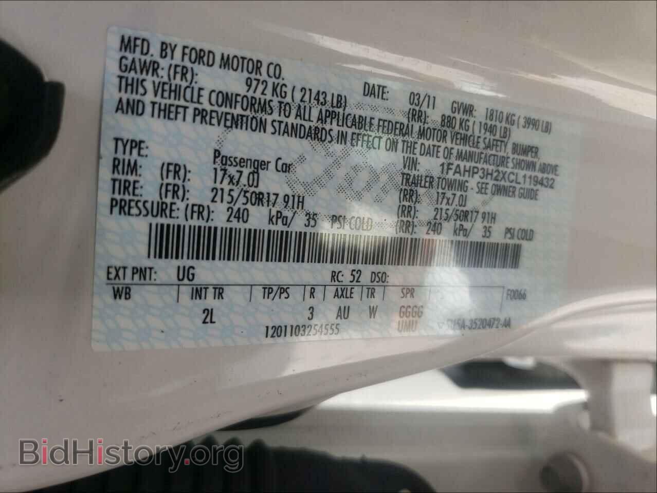 2012 FORD FOCUS - VIN: 1FAHP3H2XCL119432 - Фото 10