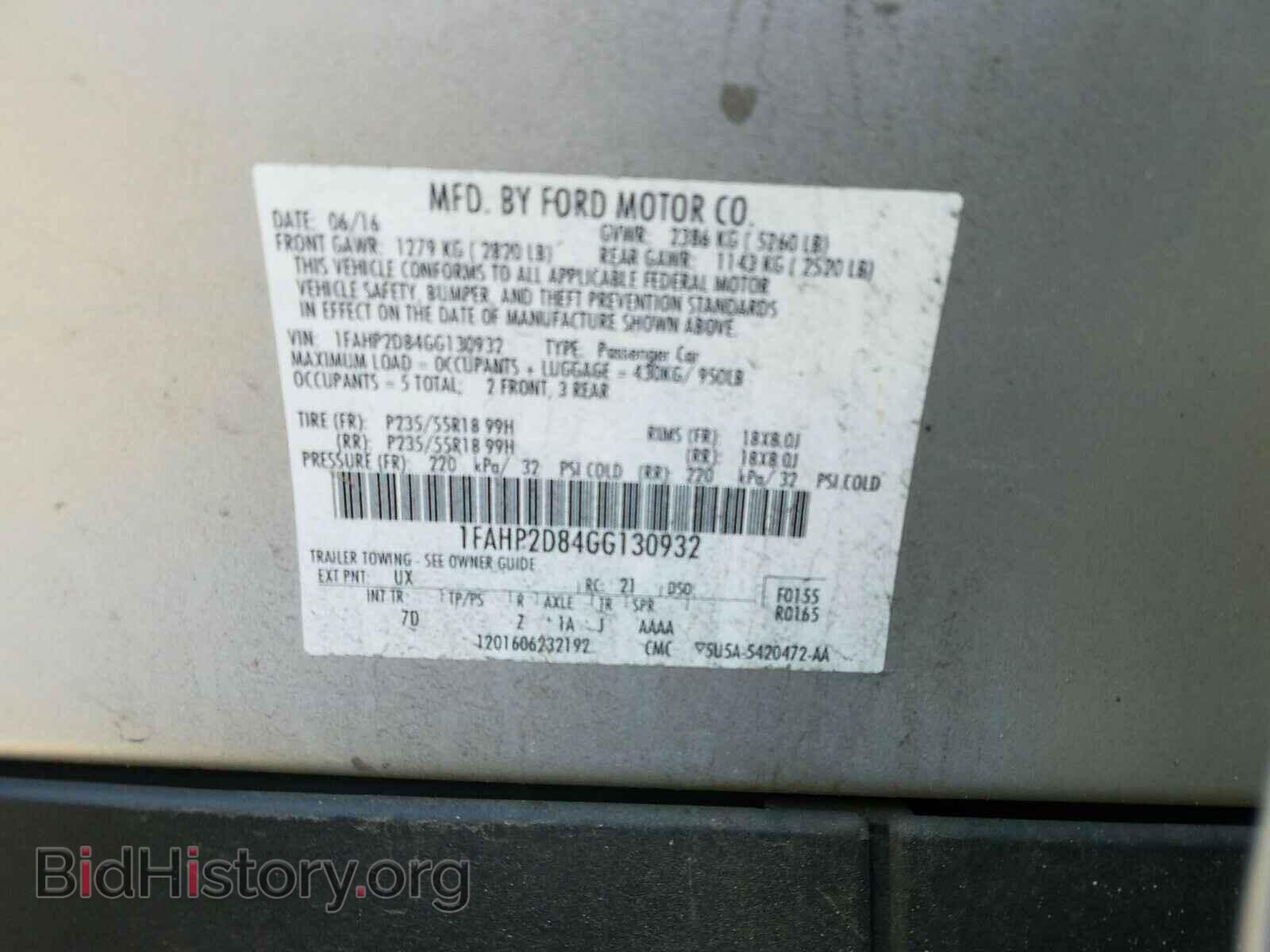 2016 FORD TAURUS - VIN: 1FAHP2D84GG130932 - Photo 10