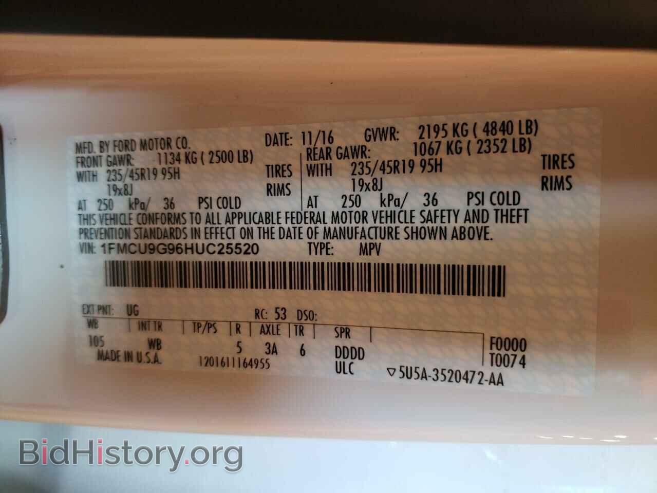 2017 FORD ESCAPE - VIN: 1FMCU9G96HUC25520 - Photo 10
