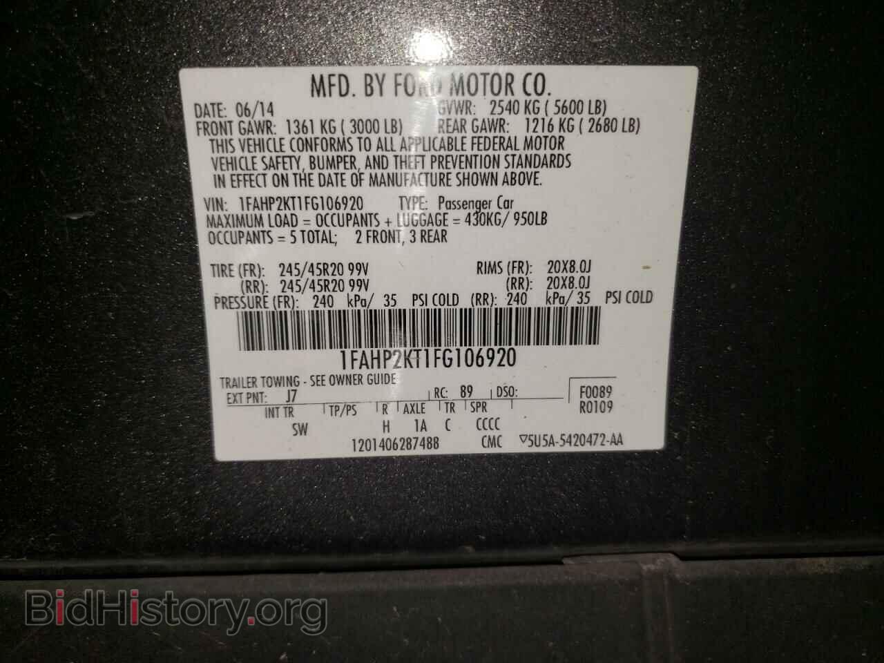 2015 FORD TAURUS - VIN: 1FAHP2KT1FG106920 - Photo 10