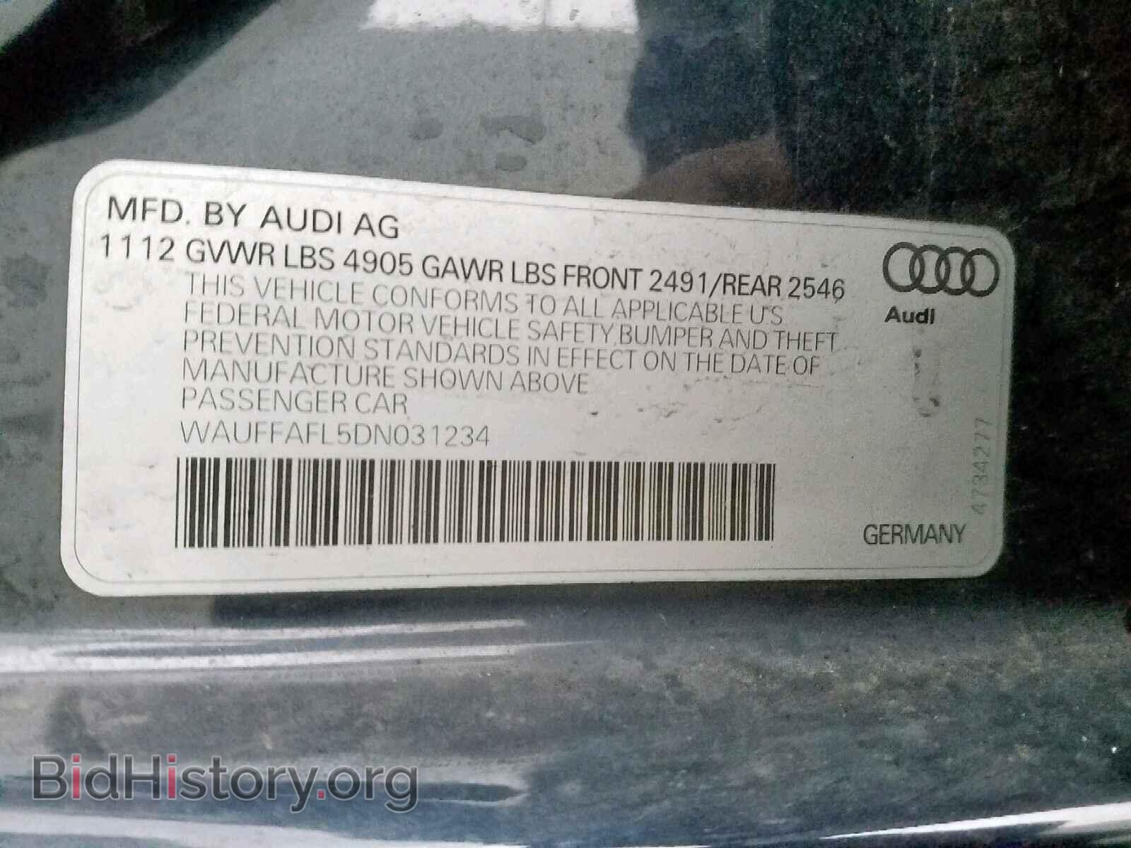 2013 AUDI A4 - VIN: WAUFFAFL5DN031234 - Фото 10