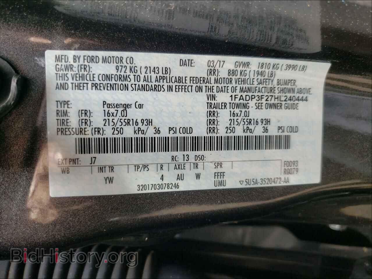2017 FORD FOCUS - VIN: 1FADP3F27HL240444 - Фото 10
