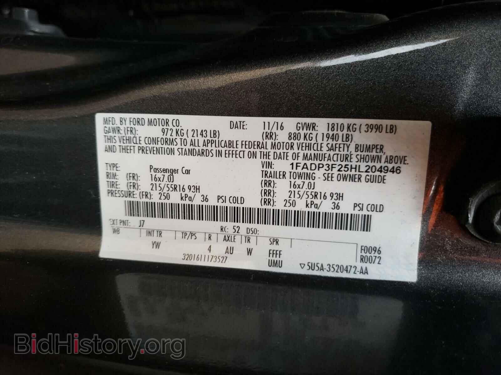 2017 FORD FOCUS - VIN: 1FADP3F25HL204946 - Photo 10