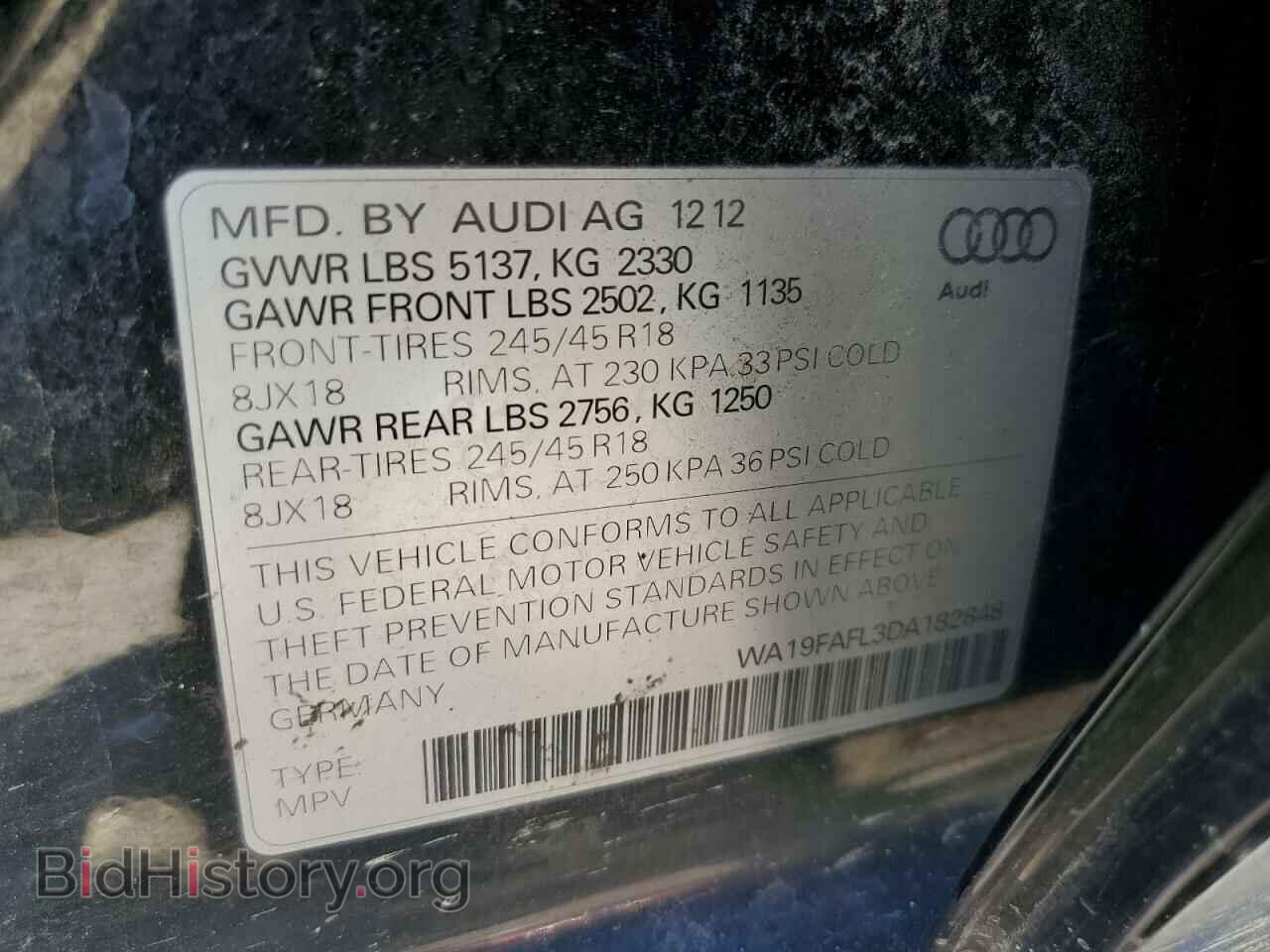 2013 AUDI A4 - VIN: WA19FAFL3DA182848 - Фото 12