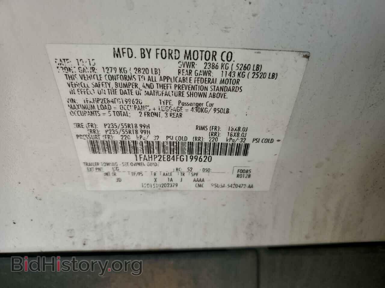 2015 FORD TAURUS - VIN: 1FAHP2E84FG199620 - Фото 12