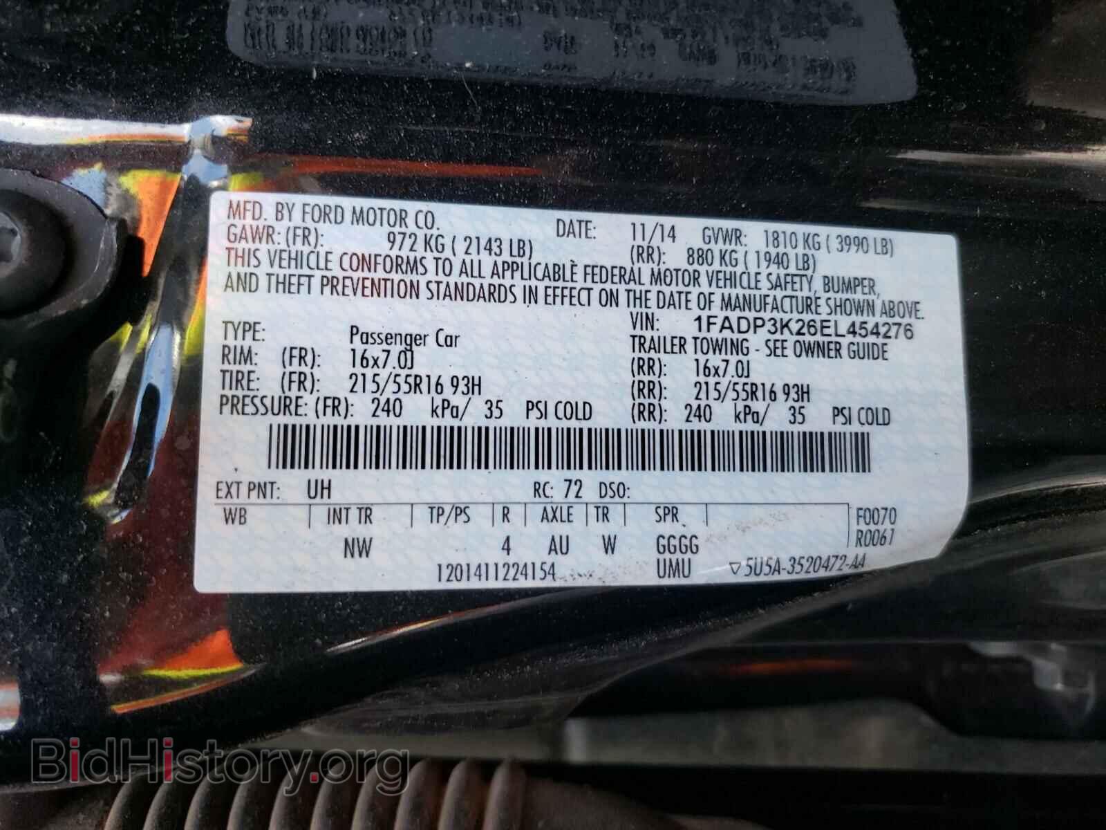 2014 FORD FOCUS - VIN: 1FADP3K26EL454276 - Фото 10