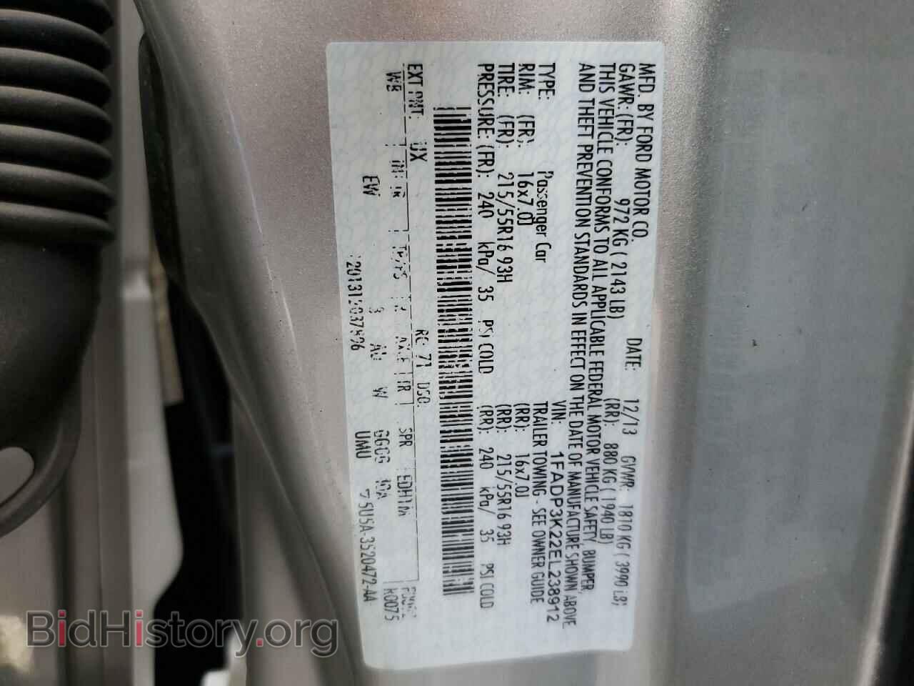 2014 FORD FOCUS - VIN: 1FADP3K22EL238912 - Фото 10