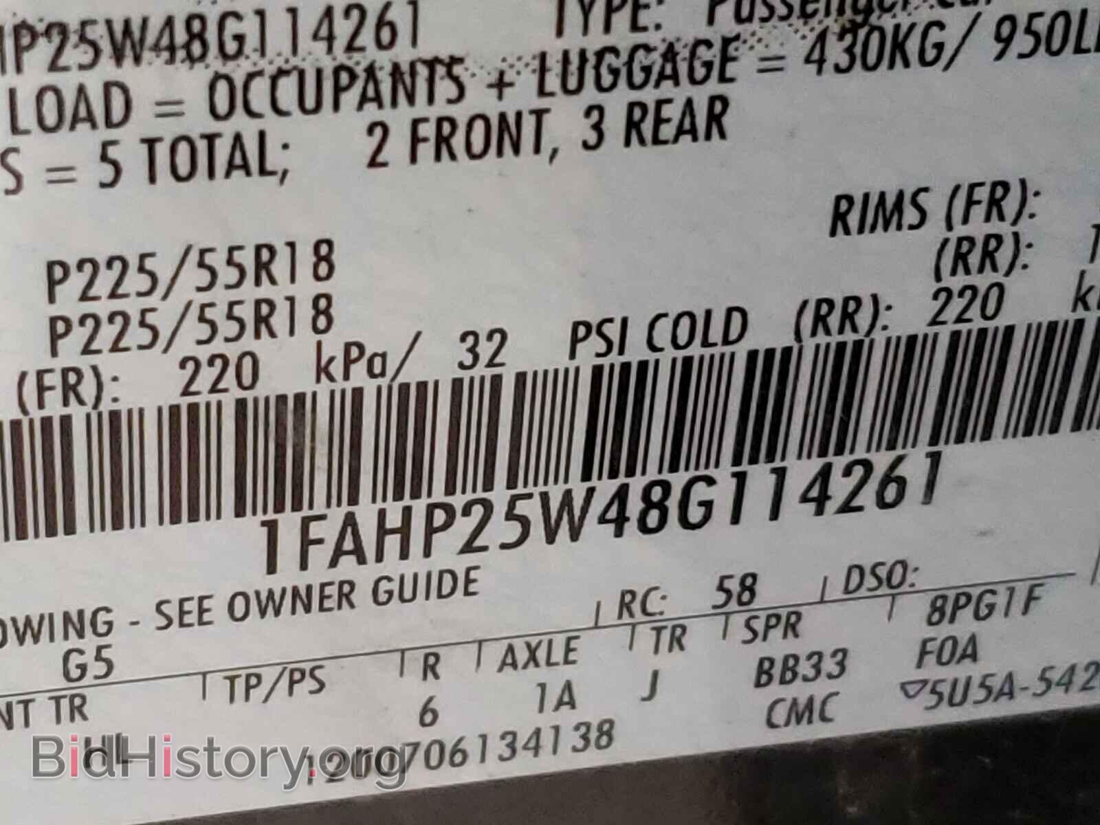 2008 FORD TAURUS - VIN: 1FAHP25W48G114261 - Photo 10