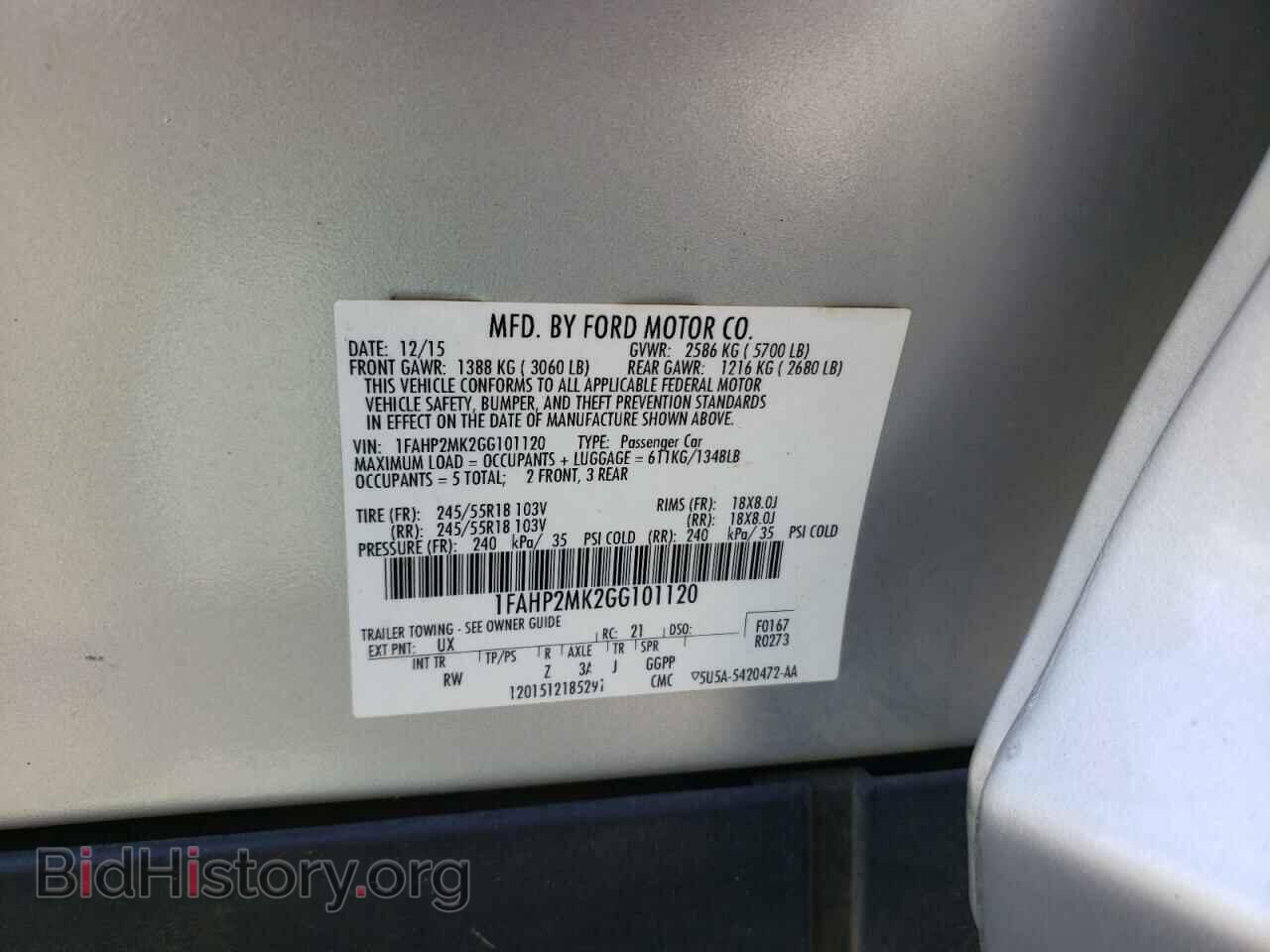 2016 FORD TAURUS - VIN: 1FAHP2MK2GG101120 - Фото 10