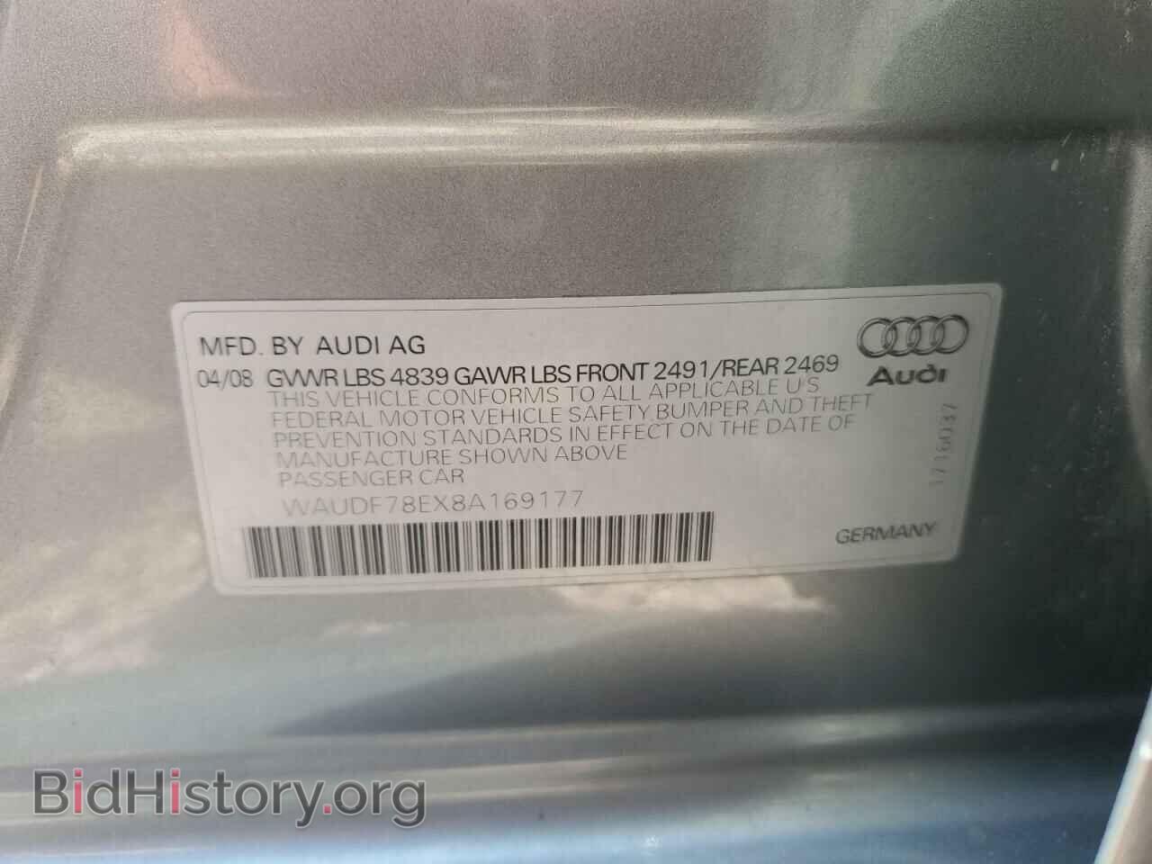 2008 AUDI A4 - VIN: WAUDF78EX8A169177 - Фото 13