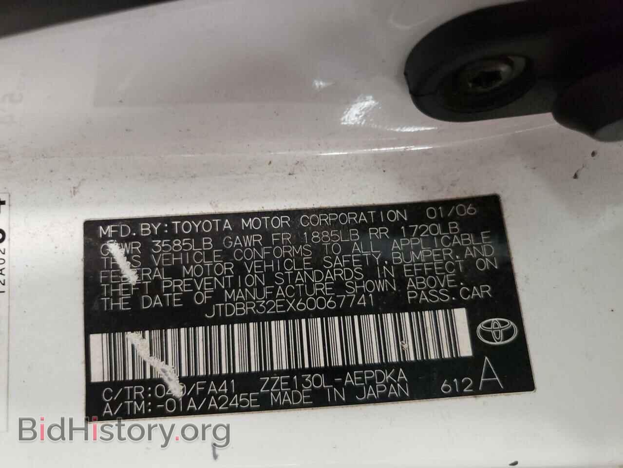 2006 TOYOTA COROLLA - VIN: JTDBR32EX60067741 - Фото 10